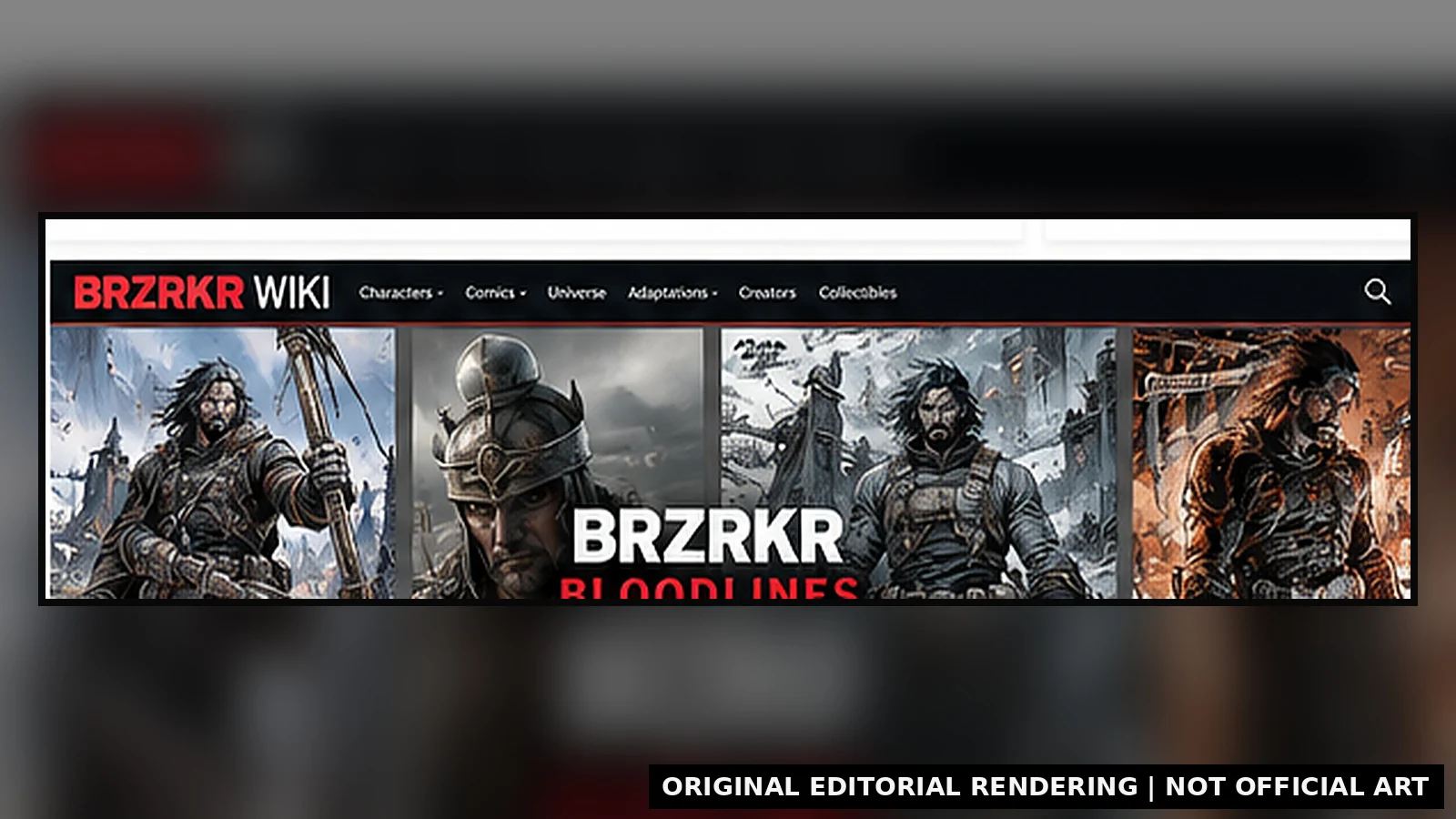 Unofficial editorial rendering representing BRZRKR historical one-shots